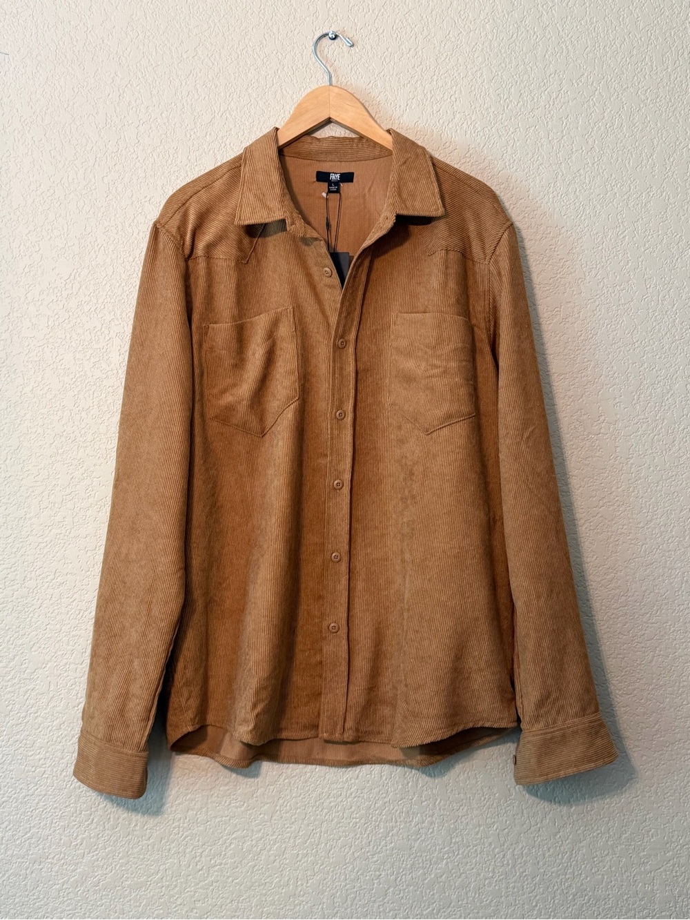 Frye Tobacco Brown Corduroy Button Shirt Jacket